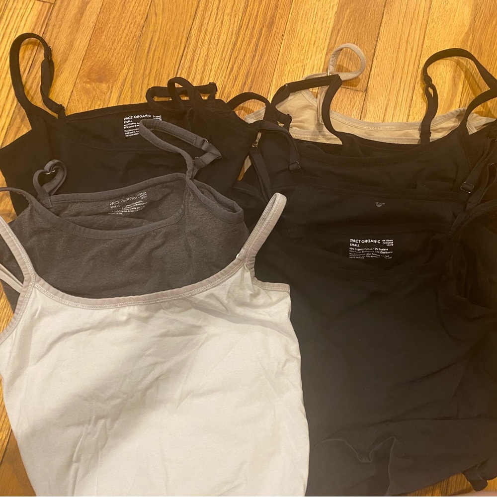 Lot of 7 pact organic Everyday Shelf Bra Camisoles